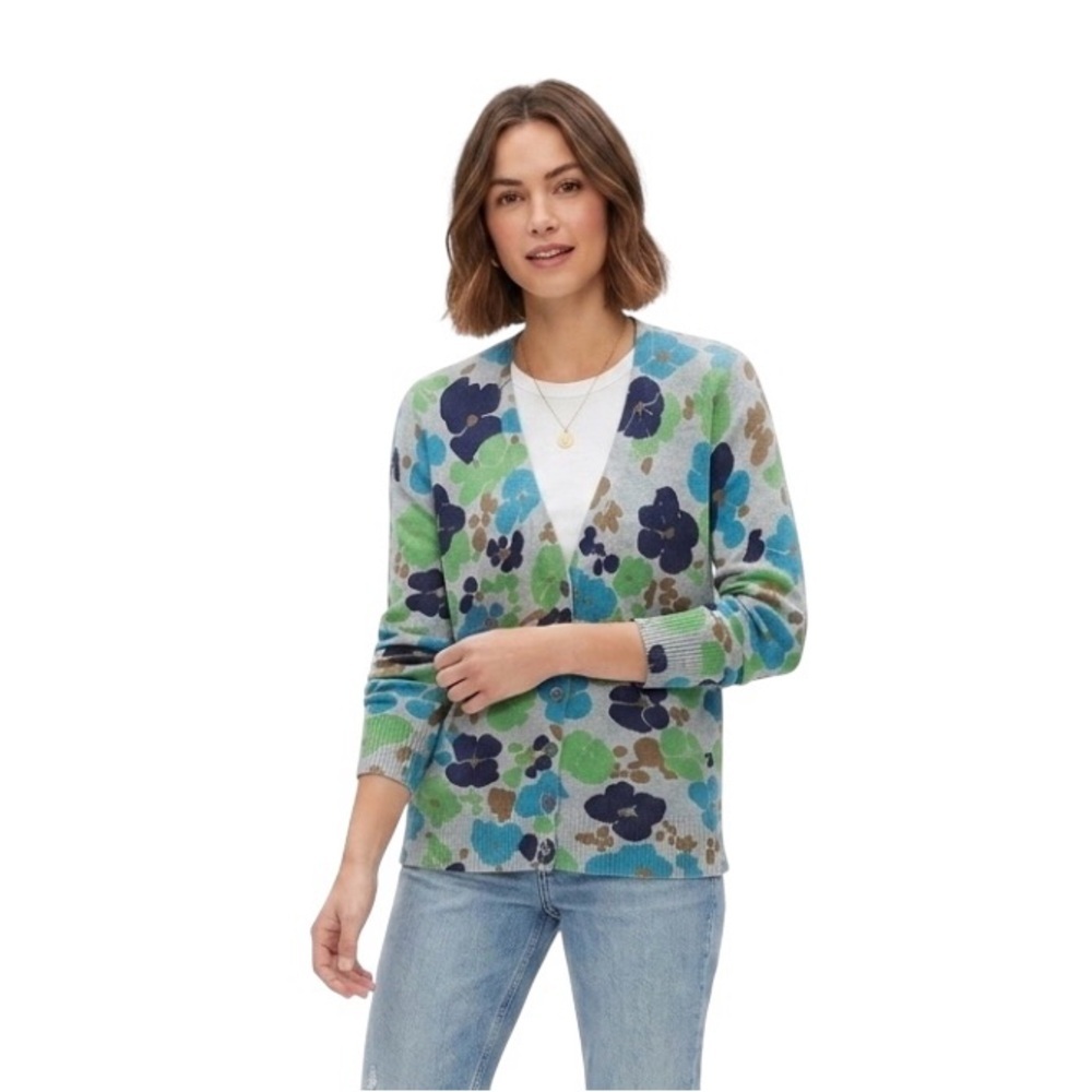 GAP Floral Cardigan Sweater Sz M Artsy Bloomcore Eclectic Grandma Bold Y2K